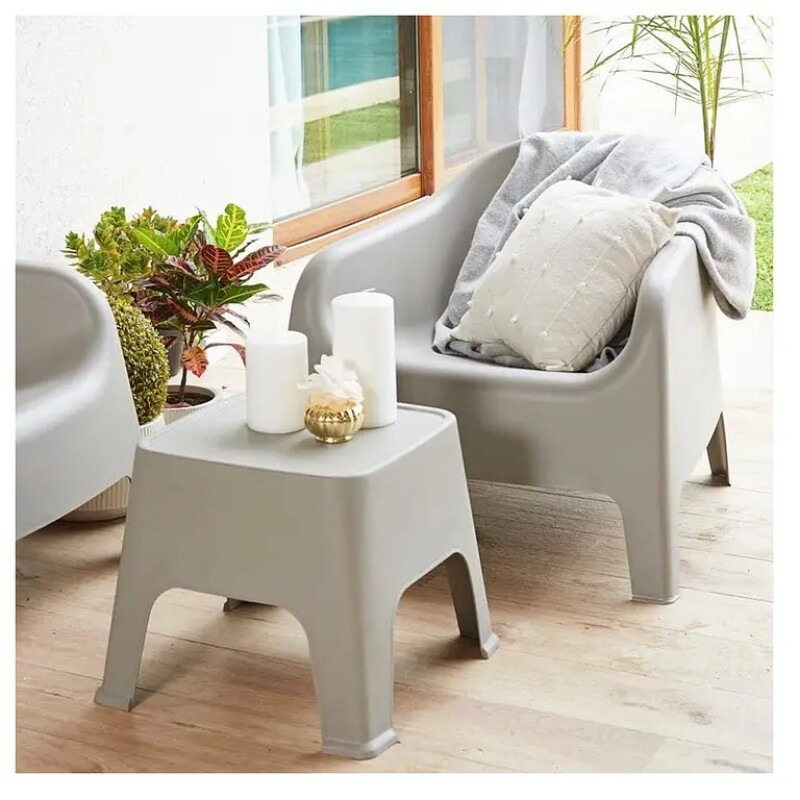 Mesa Banco Auxiliar PVC Sunset Exterior / Gris Mesa Banco Auxiliar PVC Sunset Exterior / Gris
