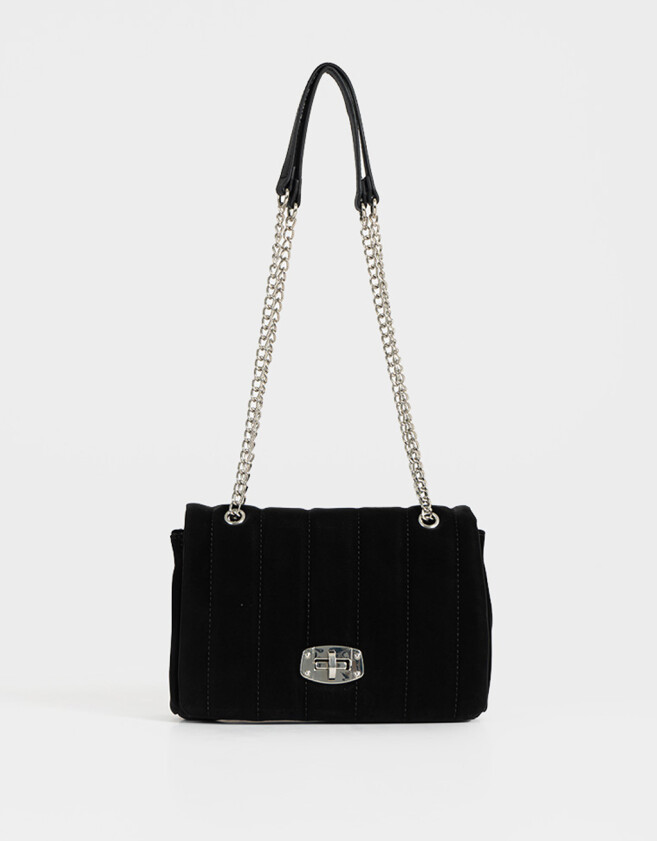 Bandoleras Clasico Bandolera Puffy Con Solapa - Negro