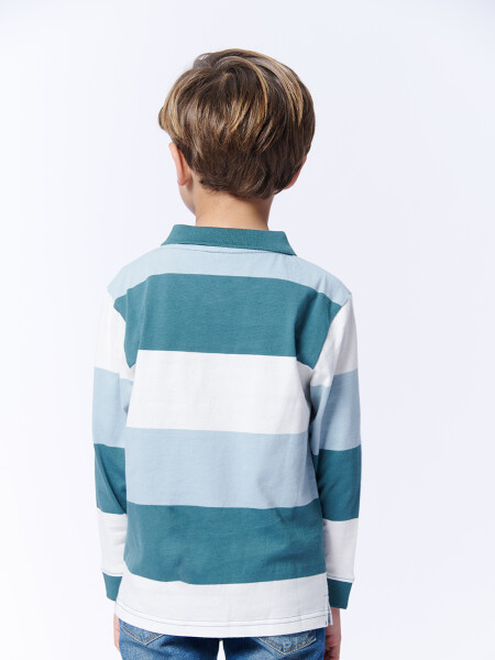 REMERA Manga larga POLO RAYAS Verde, Celestes Y Crudo