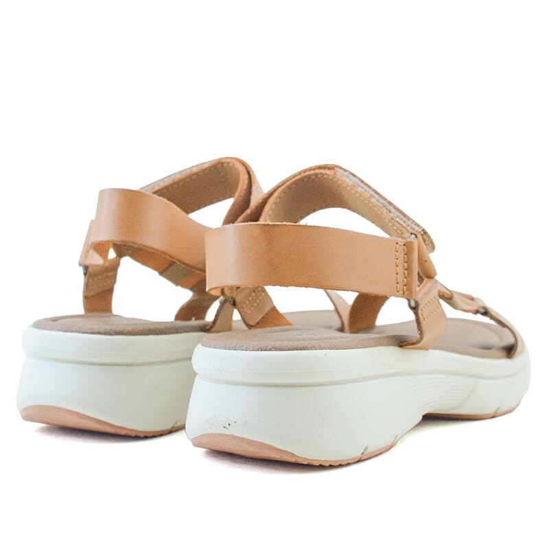 Sandalias Country Tiras con Velcro Suela Alta de Mujer - 24201 Marron-naranja