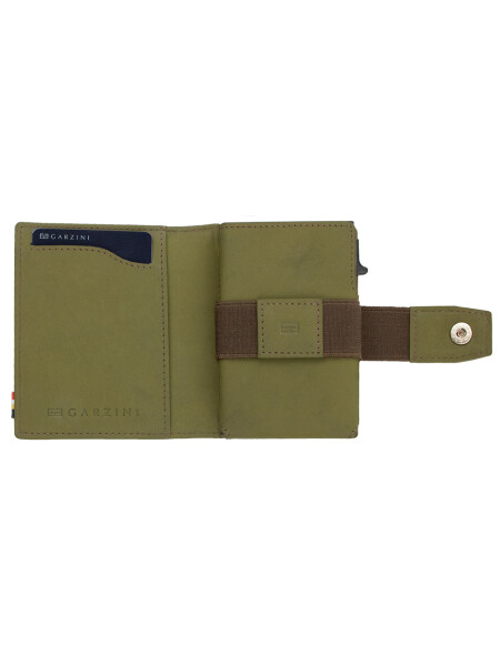 METAL WALLET OLIVE GREEN BROWN