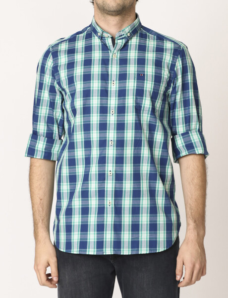 Camisa A Cuadros Button Down Harrington Label Verde/azul