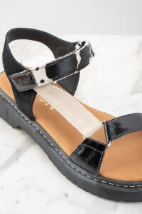 Sandalia Cuero Combinada Negro