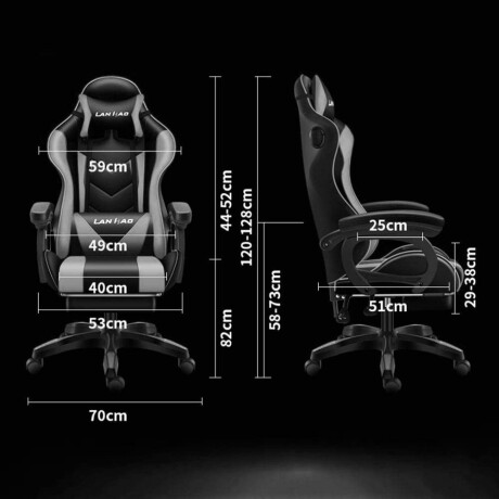 Silla Gamer Ergonómica Reclinable Reposapiés y Cojines Blanco