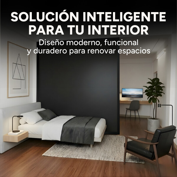 Panel Divisor Separador Ambientes 2,4 x 2,90m + 4 Rieles 3m Negro 1