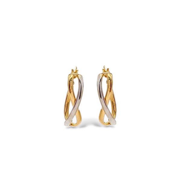 Caravanas Aros Infinito- Oro bajo - oro blanco - Sin piedra- CA8403 sinpiedra