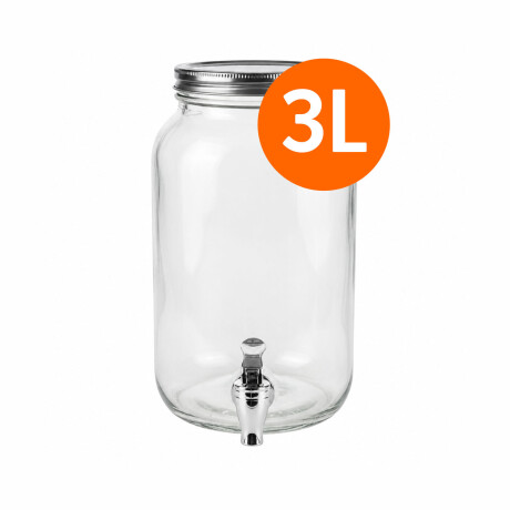 Dispensador De Bebidas 3L Vidrio Canilla Tapa Cobre Vintage Plateado
