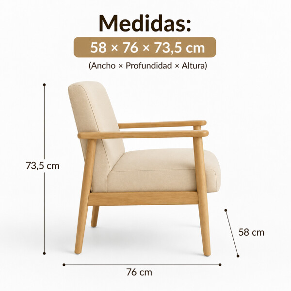 Poltrona Butaca Tapizada En Tela De Lino 1 Cuerpo Fc3057 SOFA 1 CUERPO GRIS FC3057
