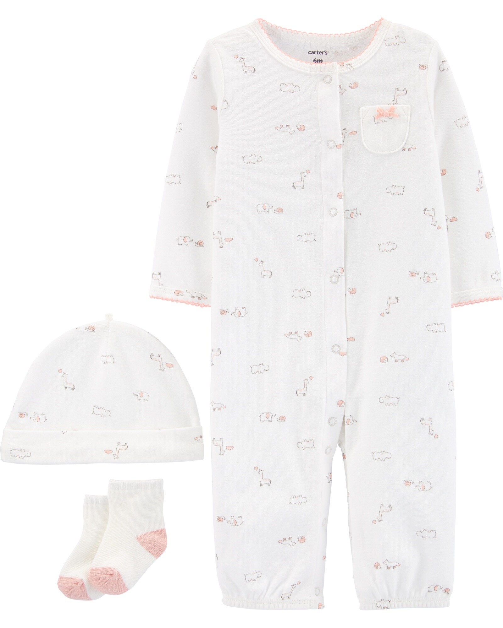 Pijama de una pieza con medias y gorro de algodón Sin color