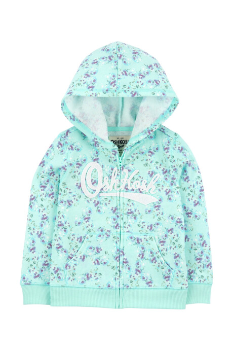 Campera de algodón, con capucha y logo, diseño floral Sin color