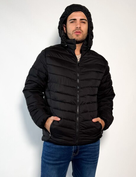 Campera de nylon con capucha desmontable Matata Negro