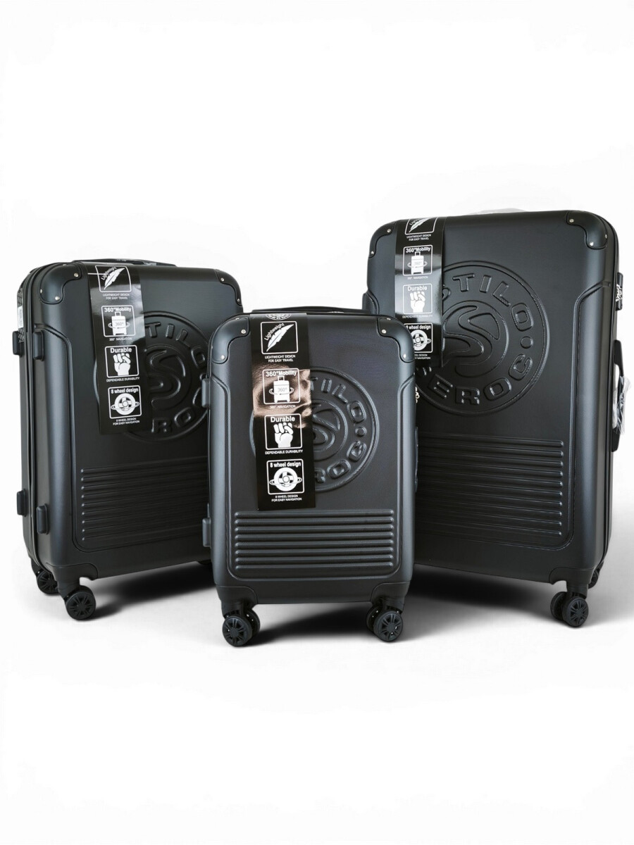 Set de 3 valijas ABS (fibra) de 20", 24" y 28" - Negro 