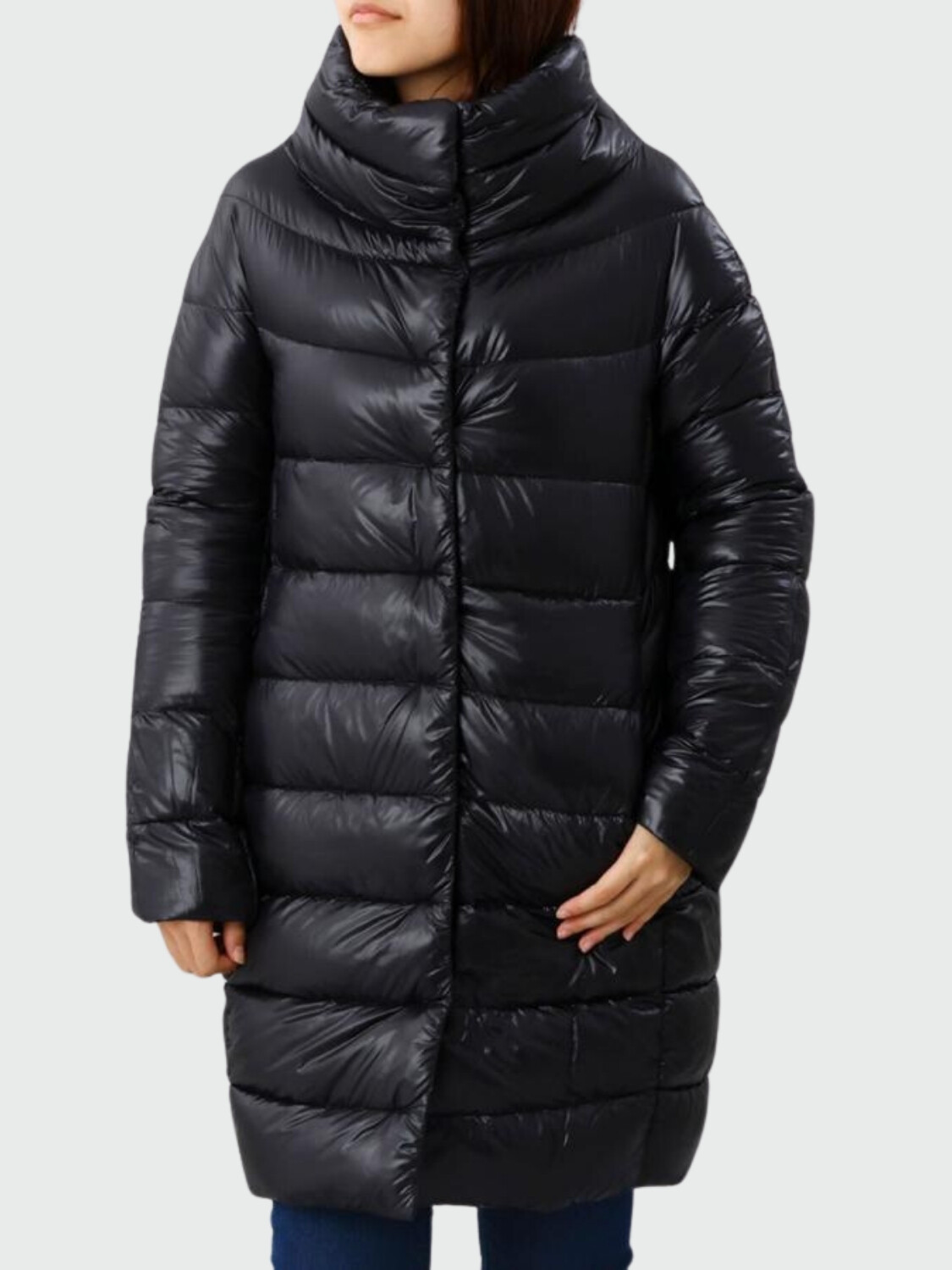 Herno-Campera de nylon rellena de plumas, Dora Negro