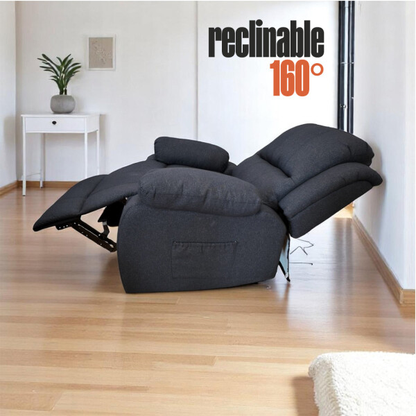 Sofá Sillón Poltrona Reclinable Masajeador Electrico Color Negro Tela