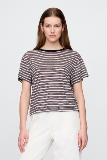 Remera De Lino Editor Mujer Chino Multi Stripe
