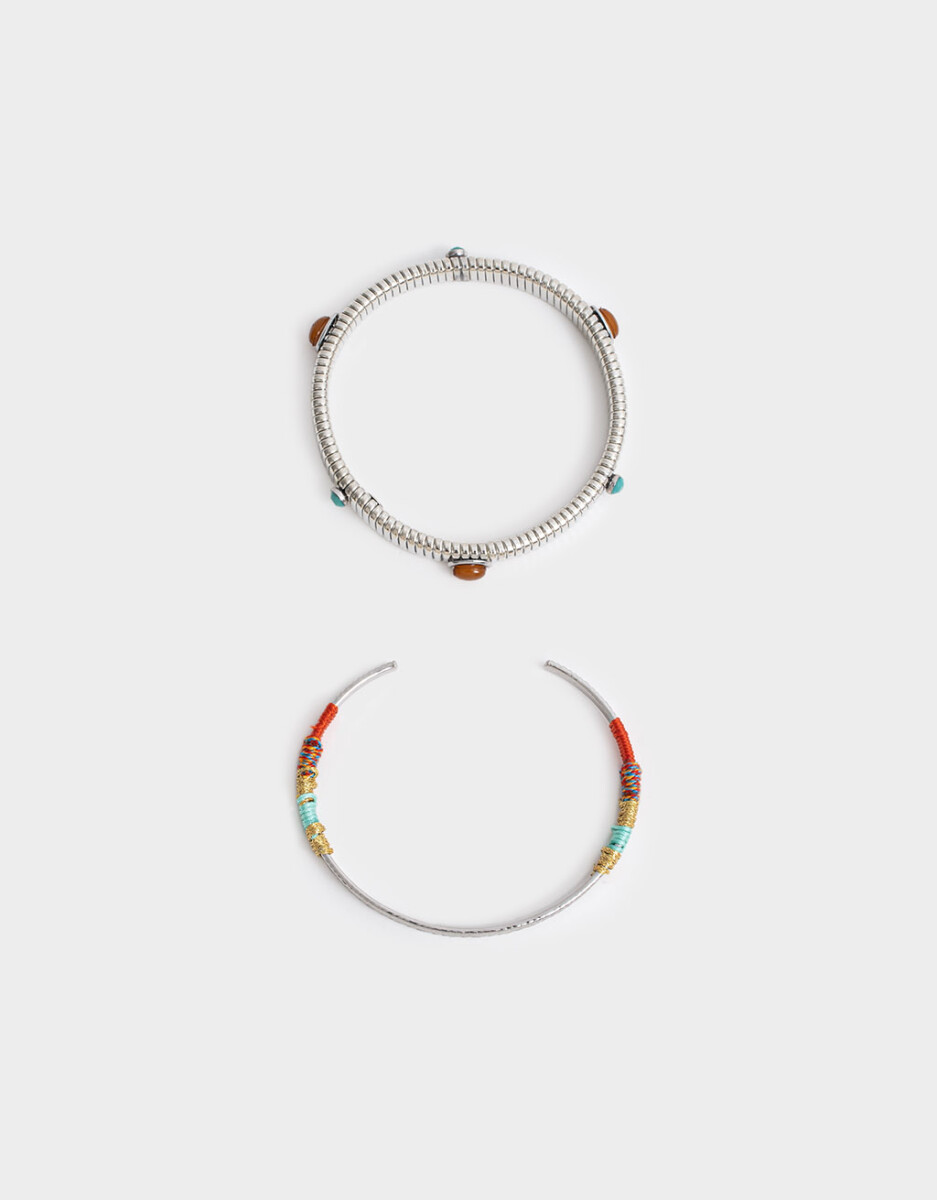 Pulseras Rígidas Set X2 Con Piedra 