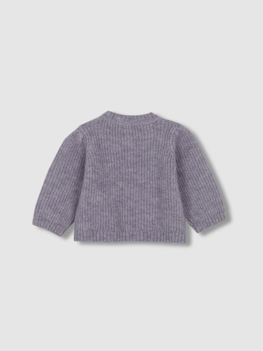 Chaqueta De Punto Botones Madera Gris Medio Melange