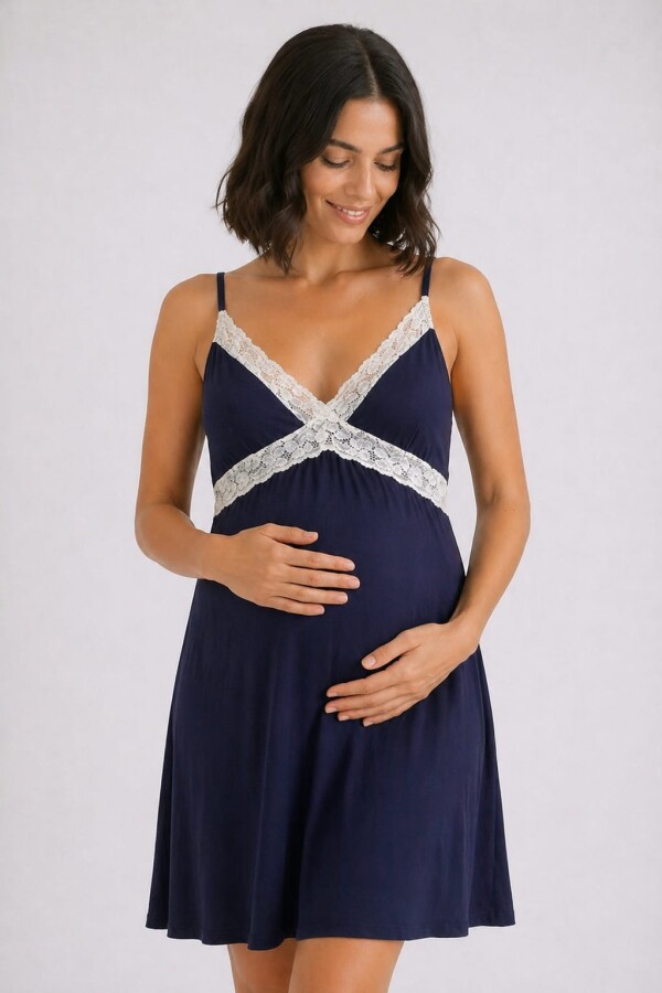 Camisón Maternal Avelina Azul Marino