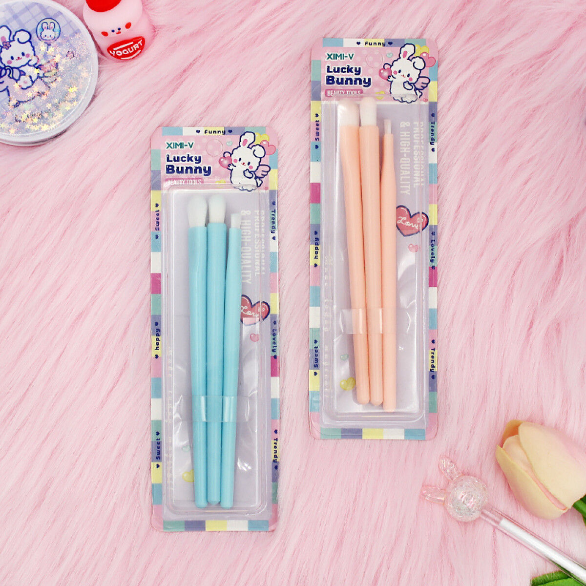 Set De Brochas Para Cejas - 3 Unidades - Rosa 