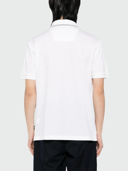 BOSS Polo de Piqué con Detalles en Contraste Blanco