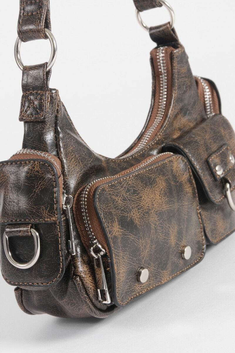 Cartera de hombro bolsillos marrón