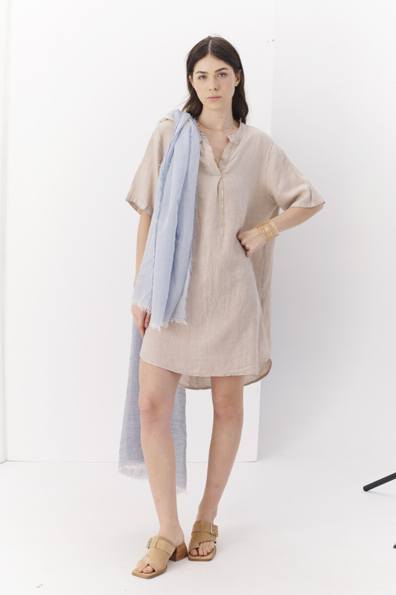 VESTIDO LINO THELMA BEIGE