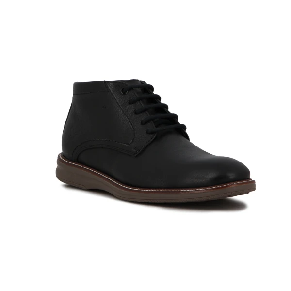 Starsax Bota Cuero Hombre Casual Brillante Acordonada - Negro Negro