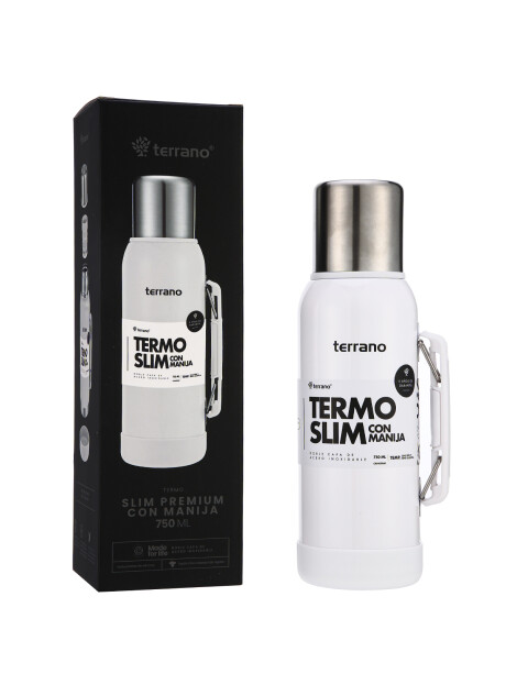 Termo Slim 750mL. con Base Silicona Blanco Metalizado