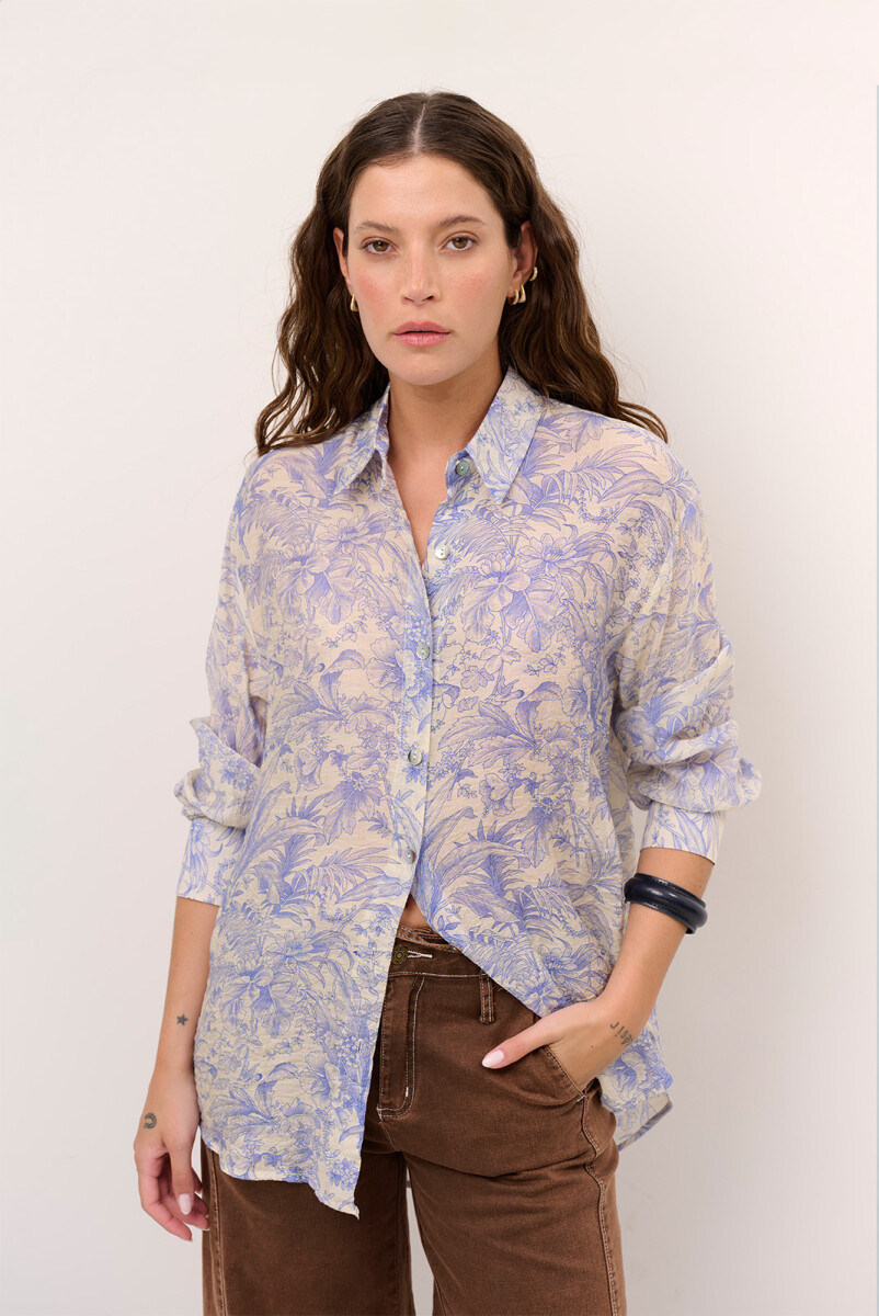 CAMISA JULIETA HOJAS - AZUL 
