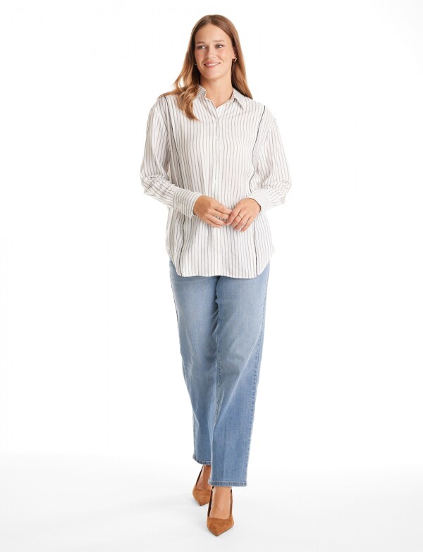 Camisa Lineas Pespunte BLANCO/NEGRO