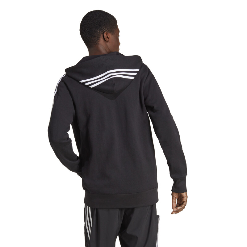 Campera de Hombre Adidas Essentials French Terry 3 Tiras Negro - Blanco