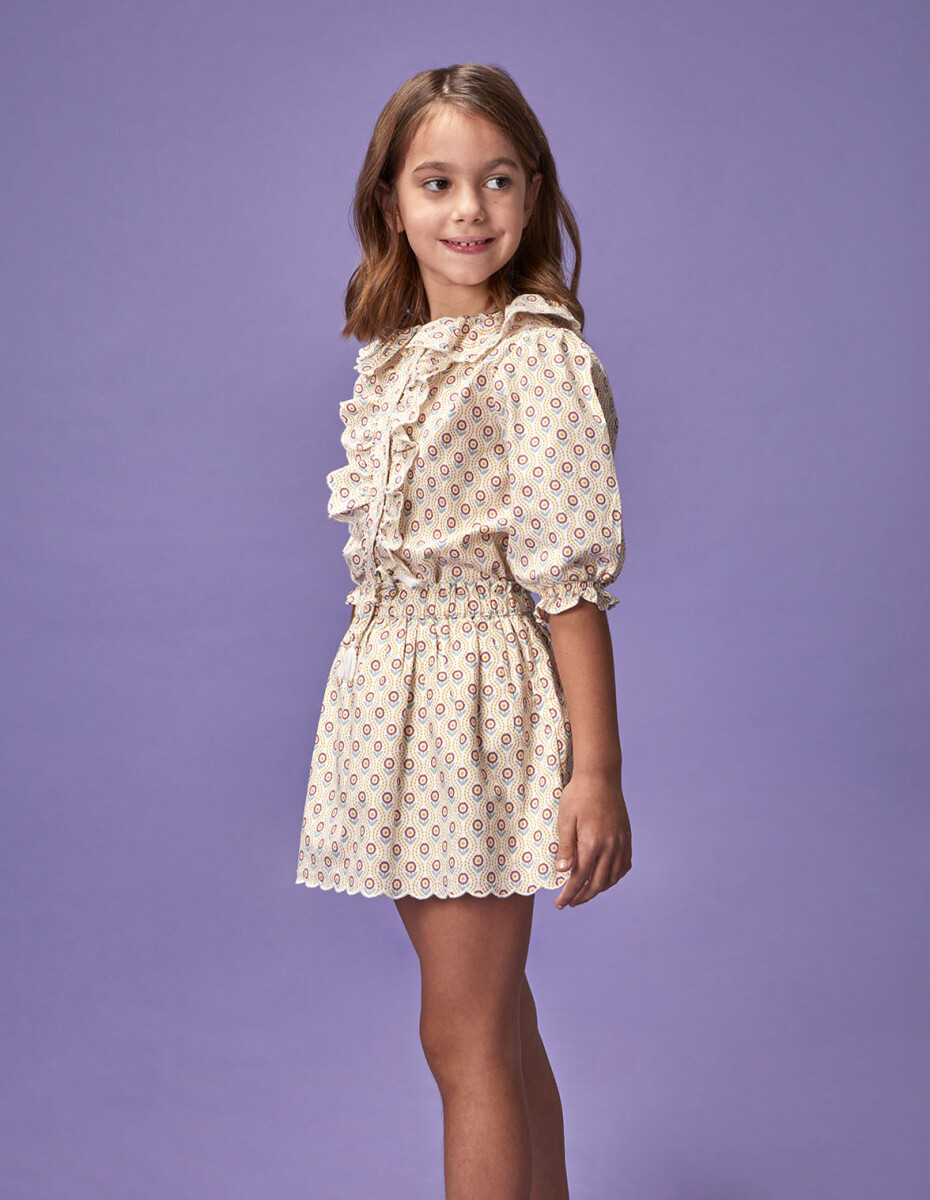 Falda Estampada - Blanco 