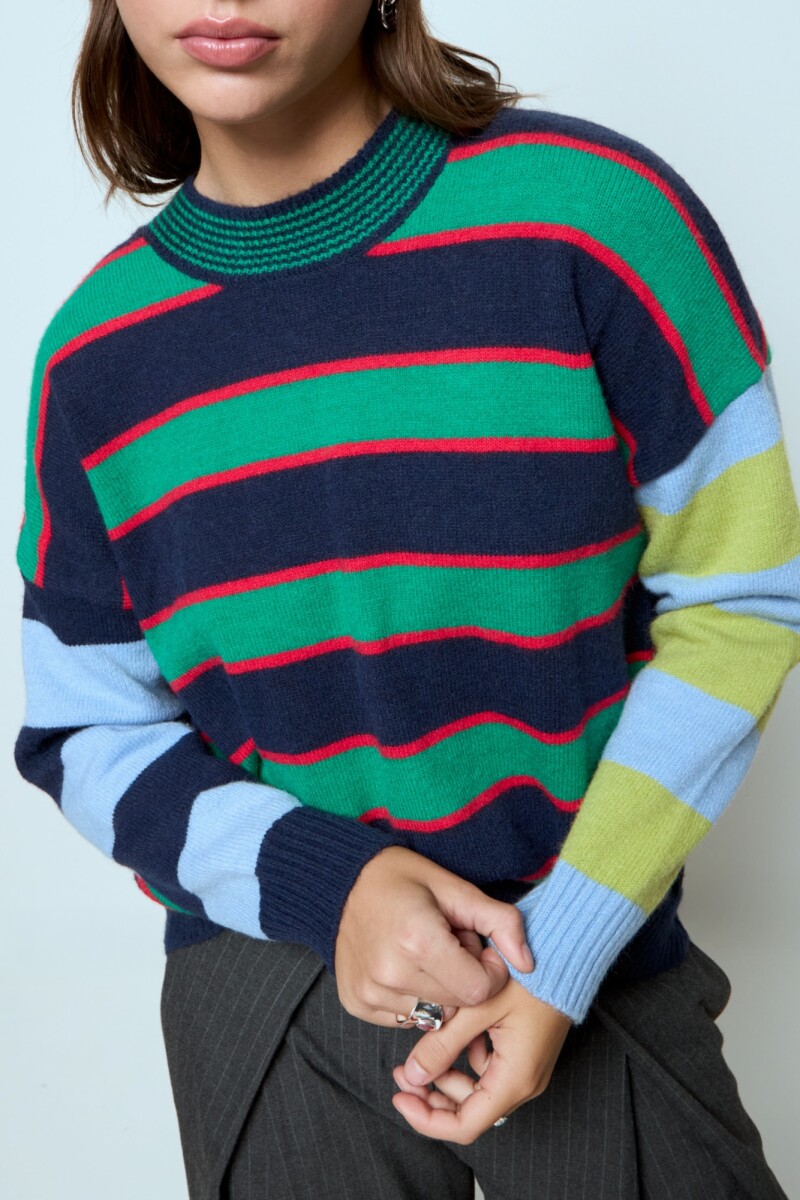 Sweater tejido franjas multicolor