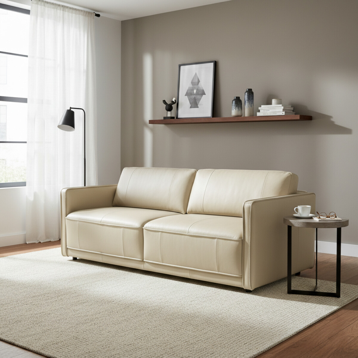 Sillón Positano - 3 Cuerpos 100% Cuero - Arena 