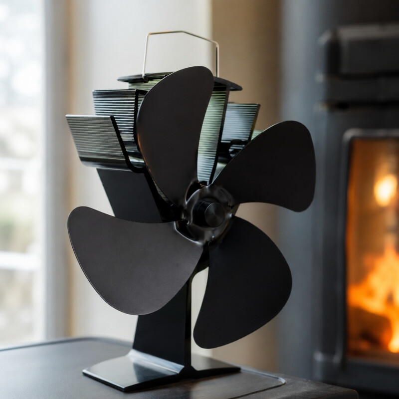 Ventilador de estufa difusor de calor NEGRO