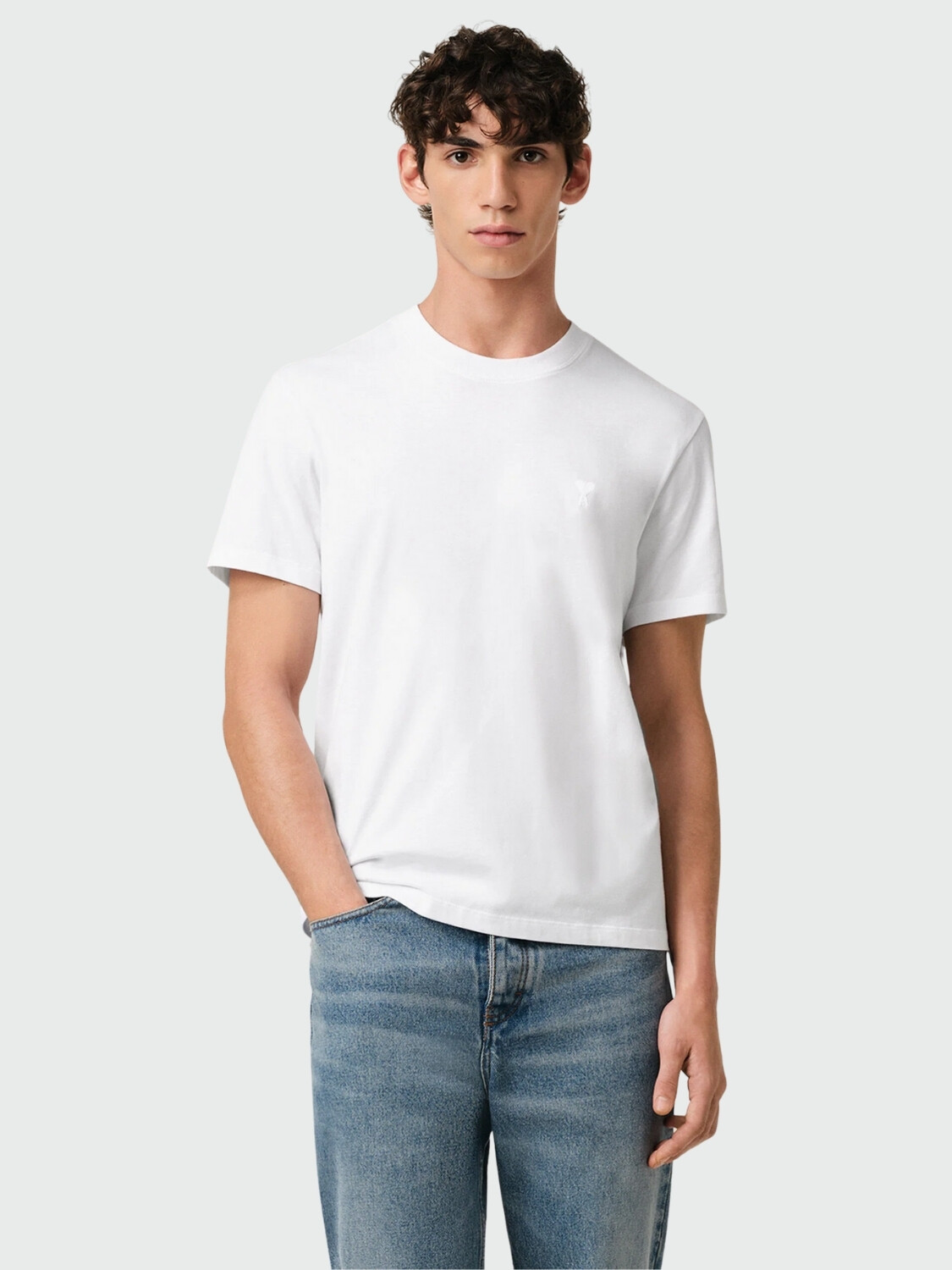 AMI PARIS - Camiseta Cuore de Algodón Blanco