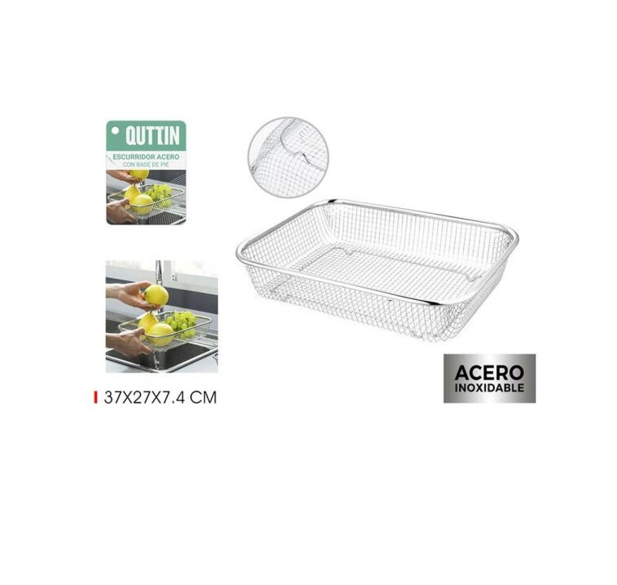 Escurridor Acero Rectan 37x27x7.4Cm Quttin 