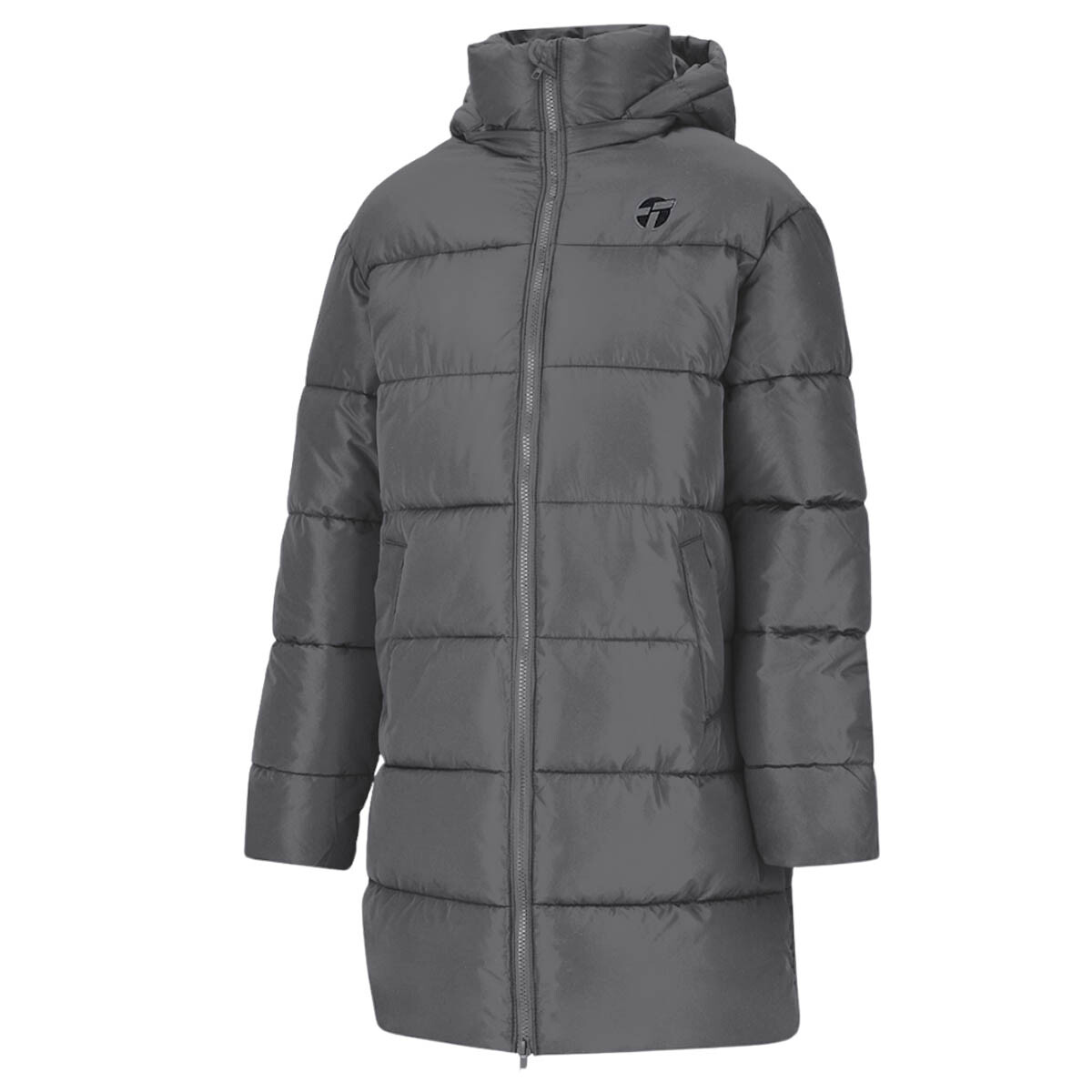 Campera Topper Dama Puffer C/Capucha Cuello Alto - Gris 