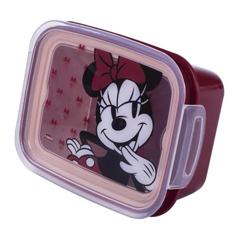 Pote Plástico Minnie Con Traba y División 850 ml U