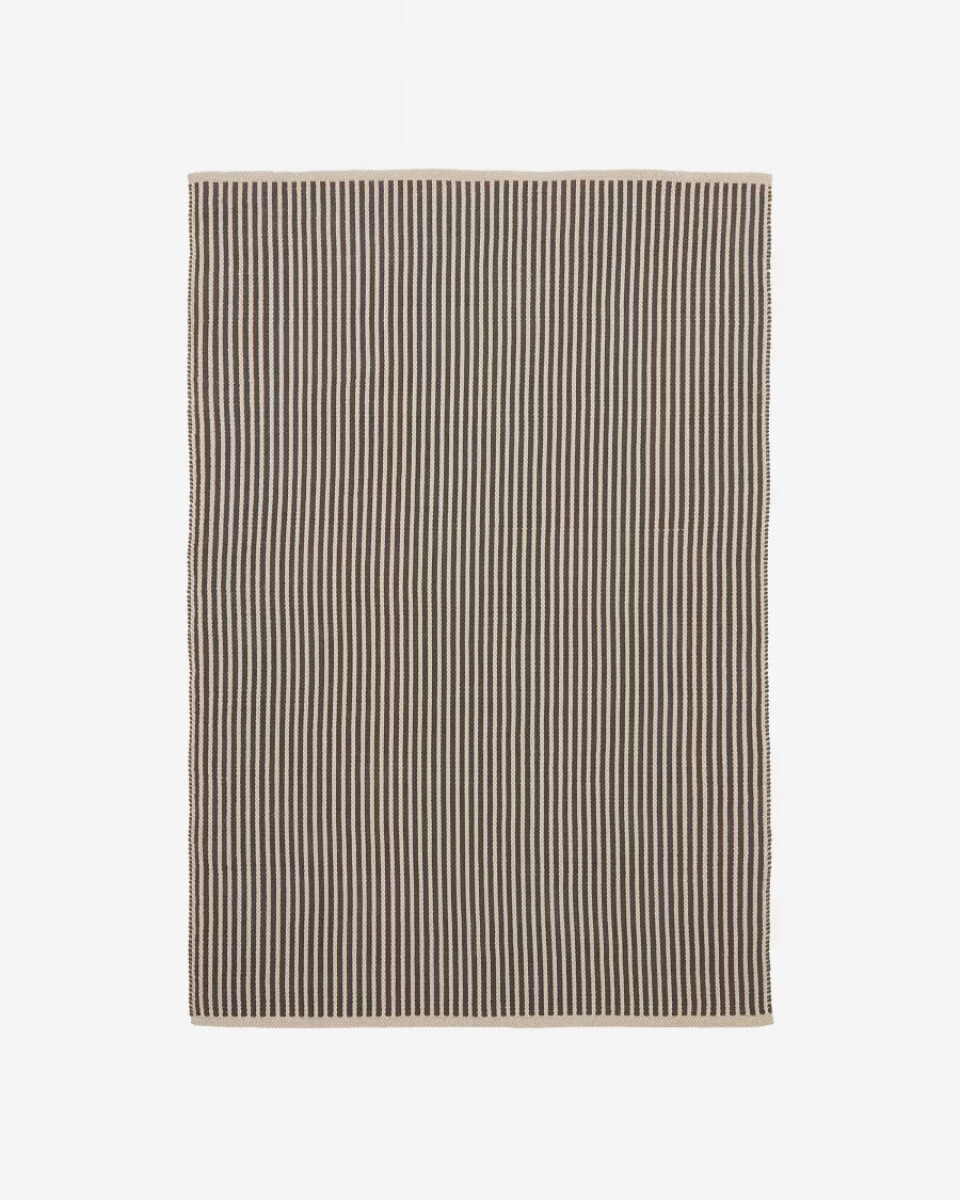 Alfombra Satanca de rayas beige y negras de fibras sintéticas 160 x 230 cm 
