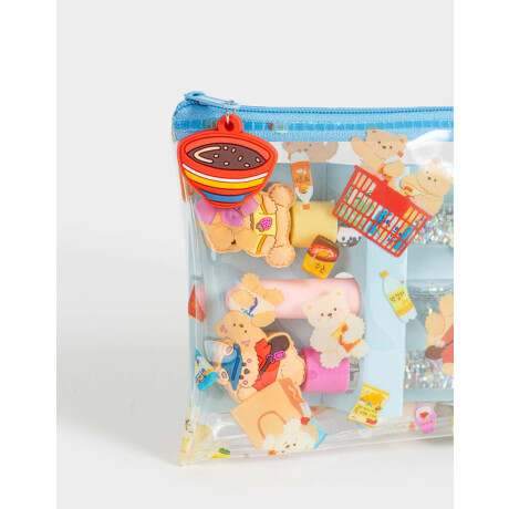 Set De 3 Lapiceras Con Líquido En Estuche De Pvc Estampado Combinacion Multicolor