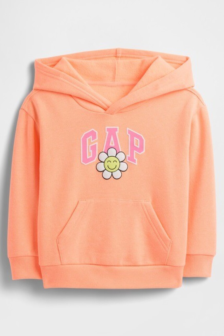 Buzo Canguro Logo Gap Toddler Niña Orange Kiss Neon