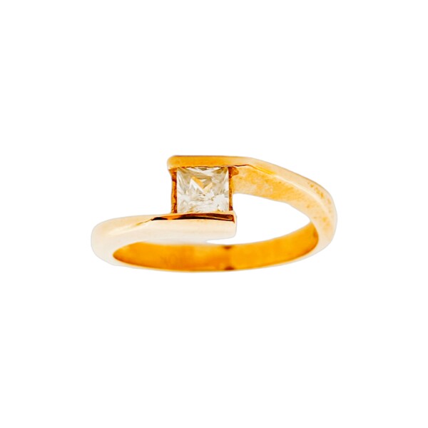 Anillo Solitario cuadrado-Oro bajo-Piedra zirconia-AN8021 conpiedra