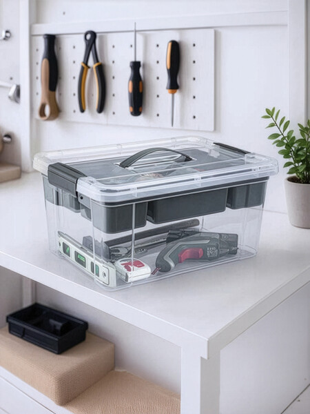 CAJA ORGANIZADORA CON COMPARTIMIENTOS TRANSPARENTE