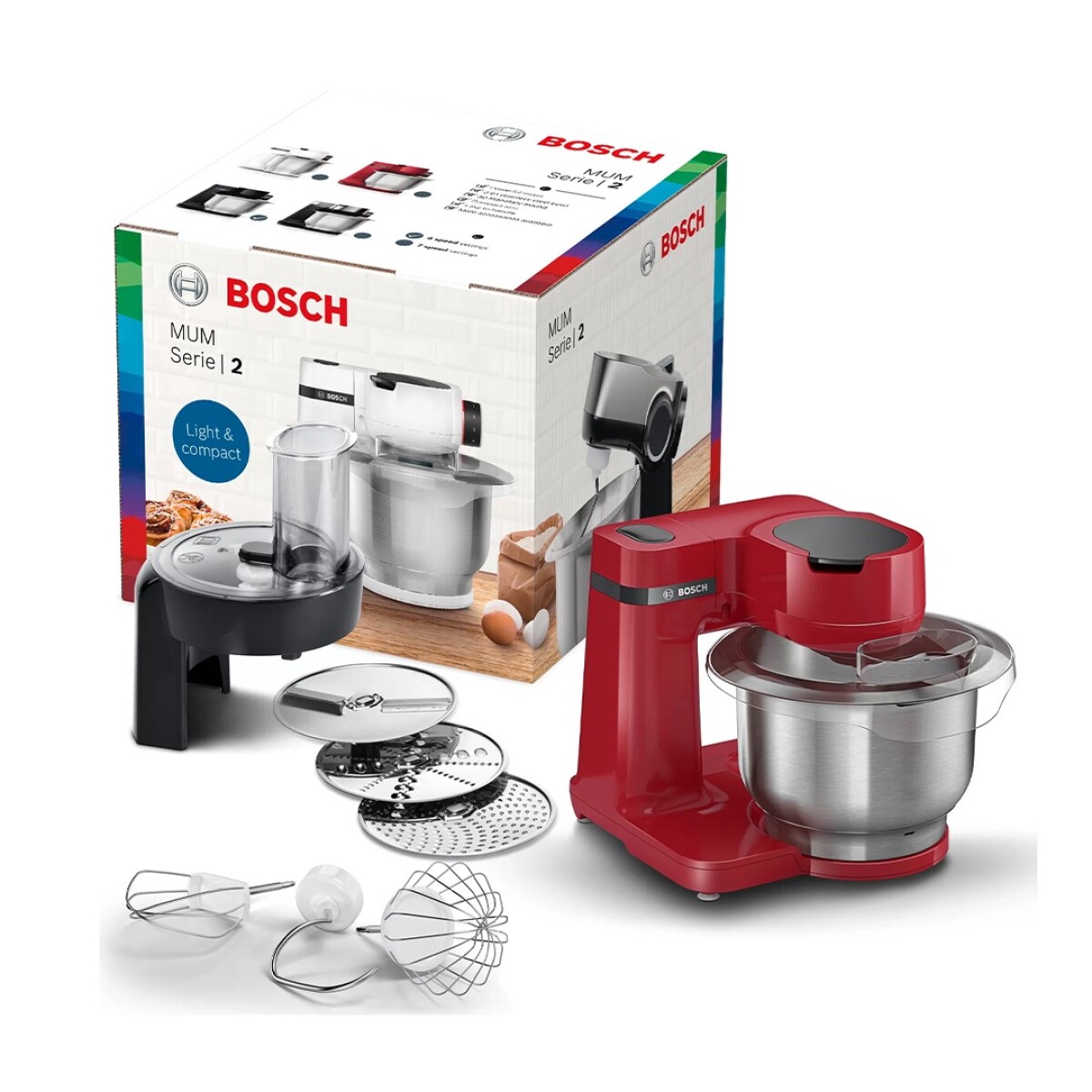 Robot de Cocina Bosch MUMS2ER01 Rojo 700W con Accesorios Abollado Leve 