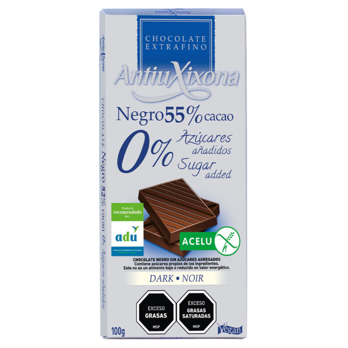 Chocolate Antiu Xixona Negro Sin Azúcar 90g 