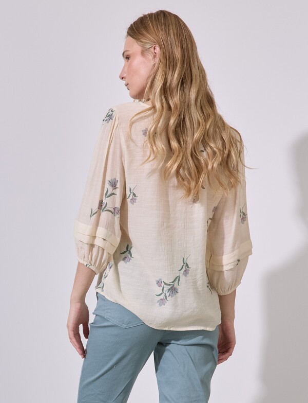 Blusa Gasa Botones BEIGE/MULTI