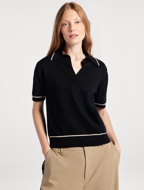 POLO MANGA CORTA EN TEJIDO DE PUNTO NEGRO