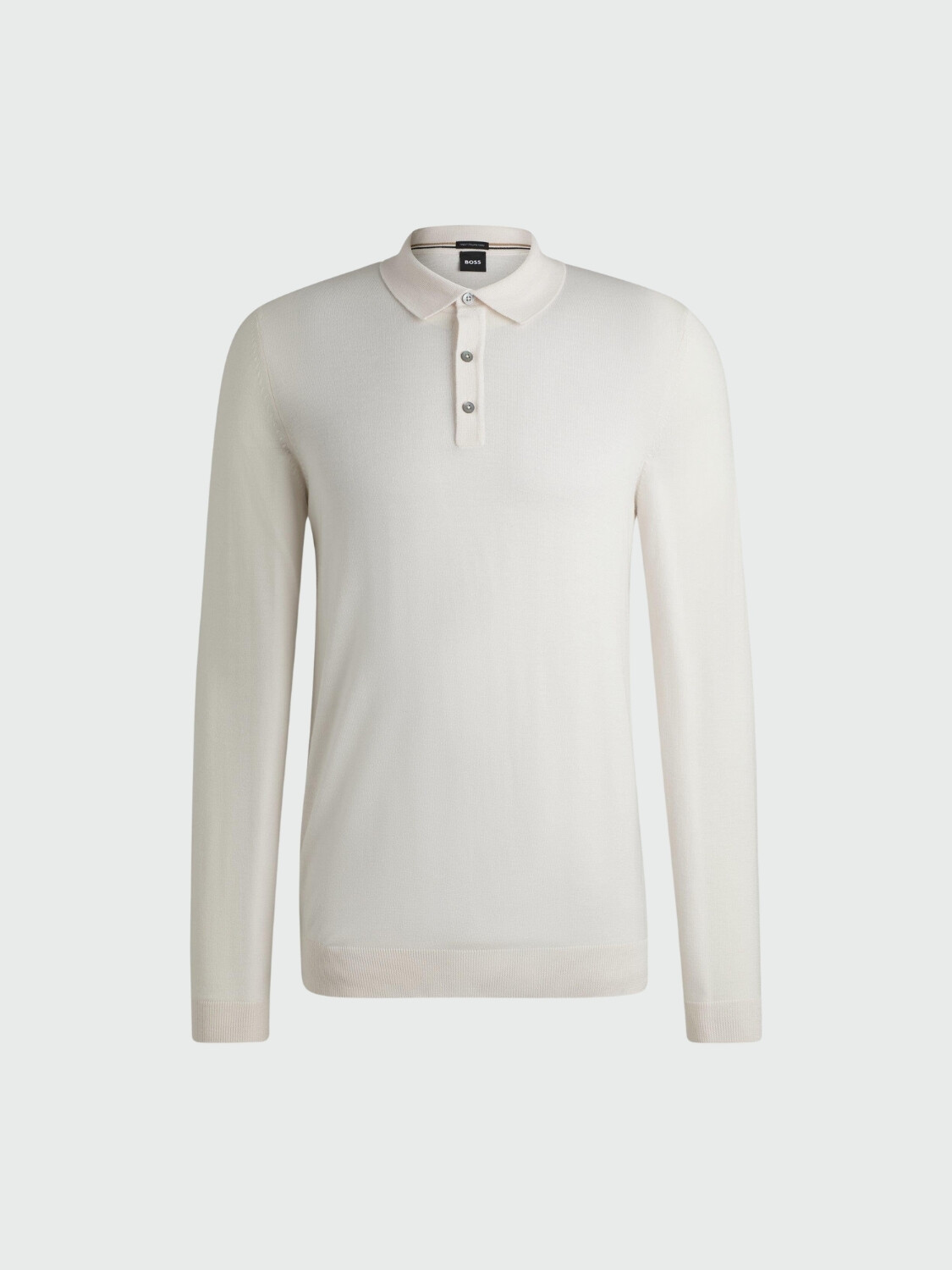 BOSS Polo de Punto Slim-Fit en Lana Merina Blanco Abierto