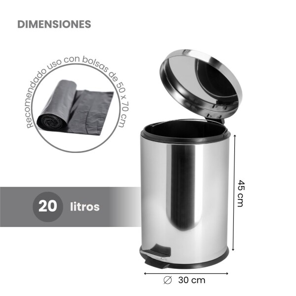 Cesto de basura 20 Litros Residuos Papelera Extraíble Acero Inoxidable cb004 Cesto de basura 20 Litros Residuos Papelera Extraíble Acero Inoxidable cb004